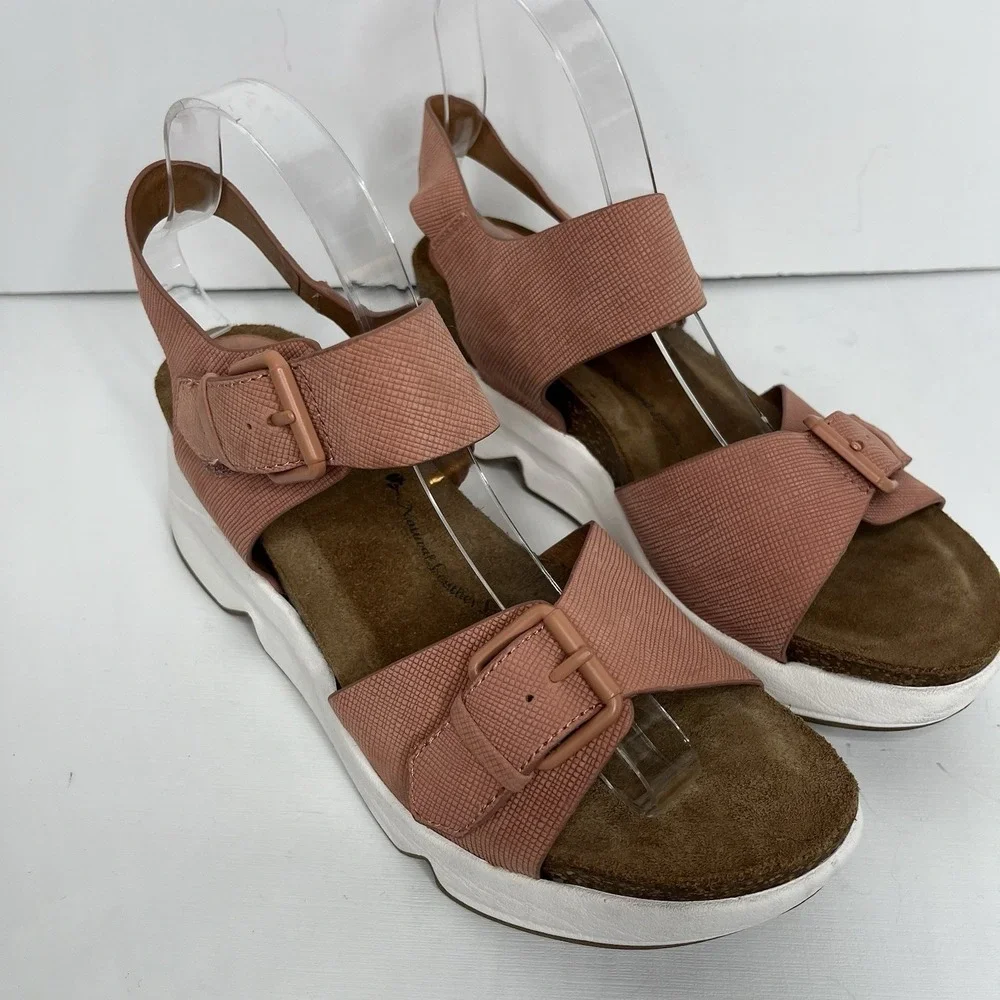 Sofft Sandals Womens 9 M Castello Ankle Strap Earth Leather Comfort Wedge Heels